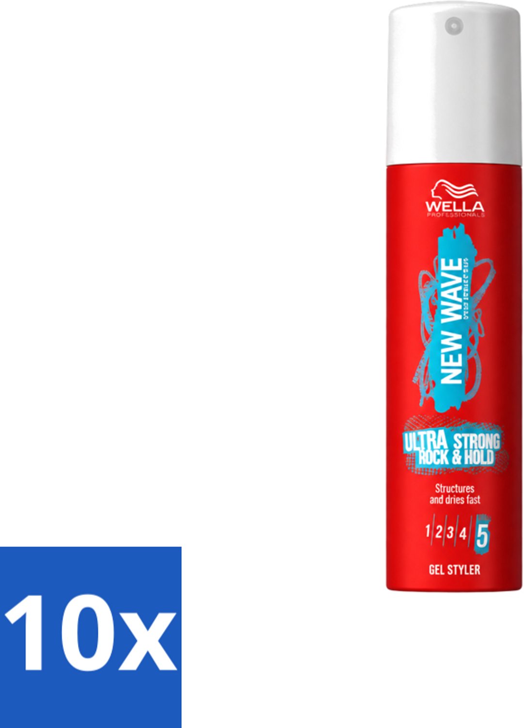 10 x Wella – New Wave Ultra Strong Rock & Hold – Haargel – 100 ml - Voordeelverpakking - 10 stuks