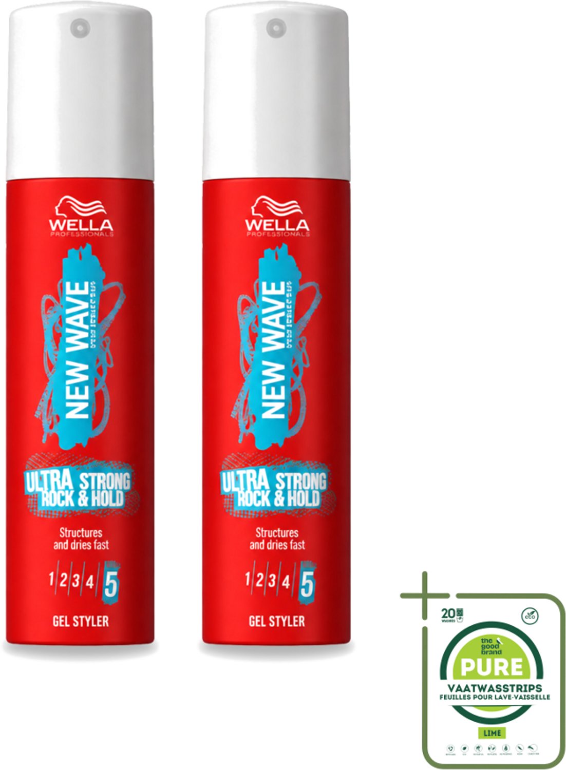 2 x Wella – New Wave Ultra Strong Rock & Hold – Haargel – 100 ml - Grootverpakking - Vaatwasstrips - Haargel - Haargel Styler - Krachtige Fixatie - Glans Haar - Langdurige Hold