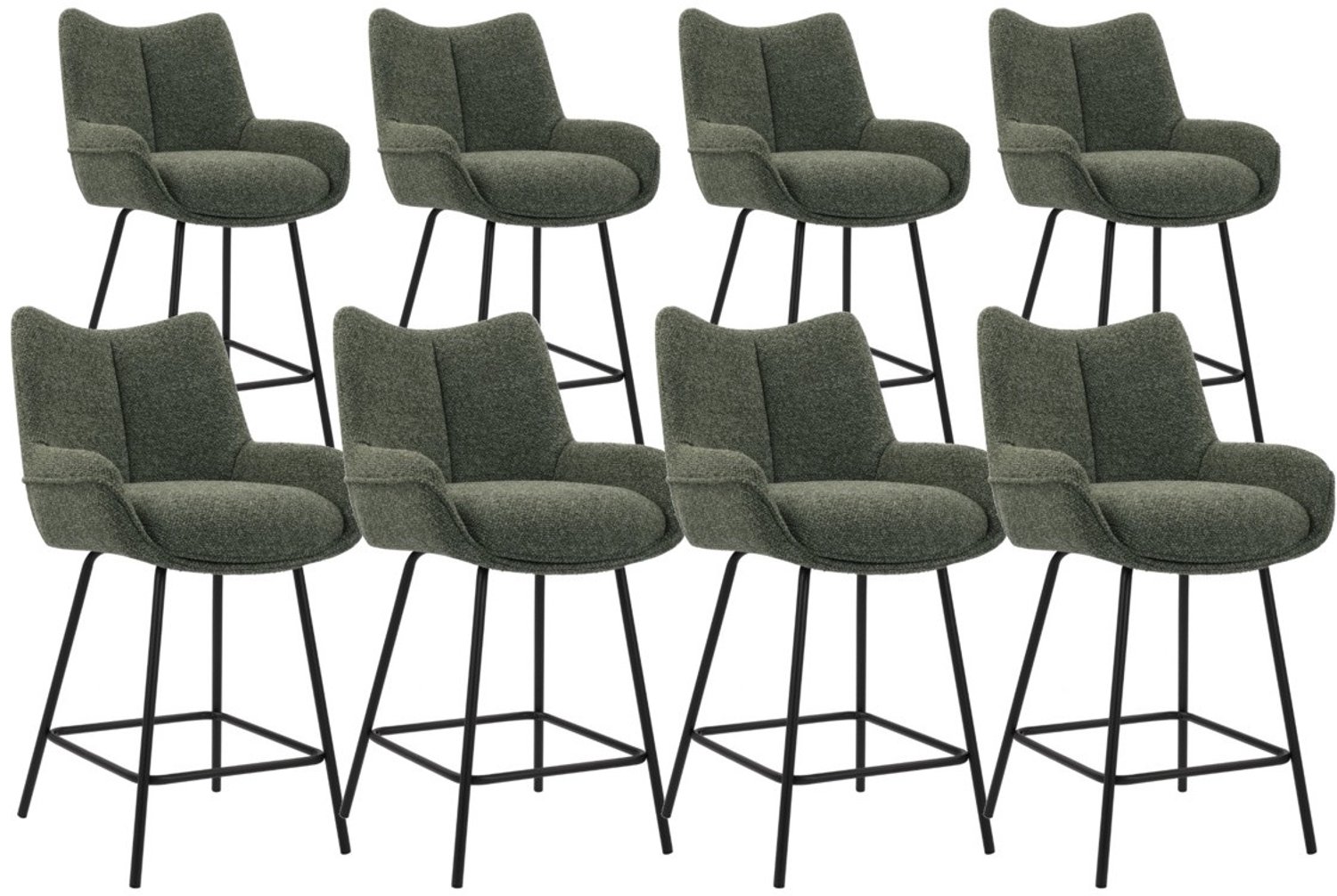 DS4U - - Ivan barkruk 65 cm - Set van 8 - Groen - Stof - Met armleuning