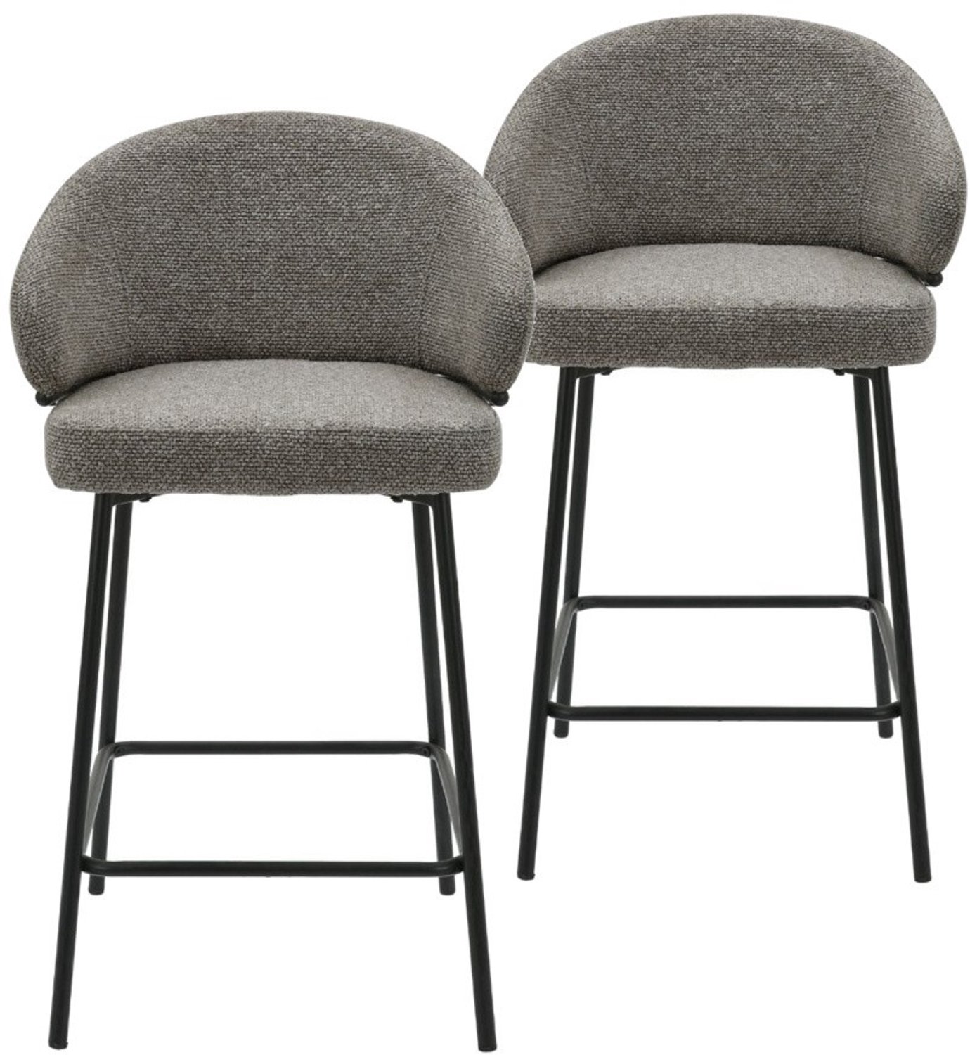 DS4U - - Sofia barkruk 65 cm - Set van 2 - Taupe met zwarte poot - Stof