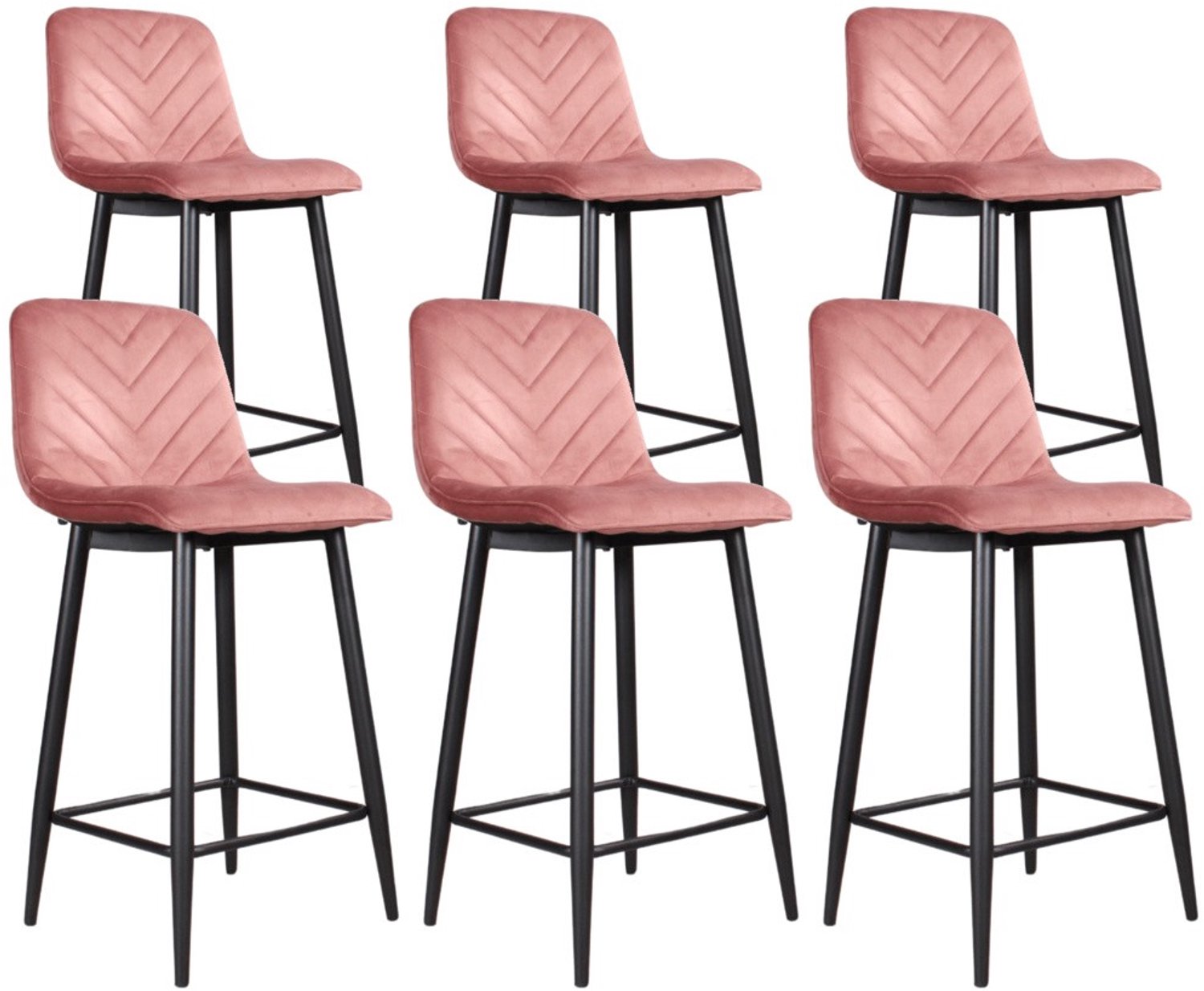 DS4U - - Gaby barkruk 65 cm - Set van 6 - Roze - Velvet