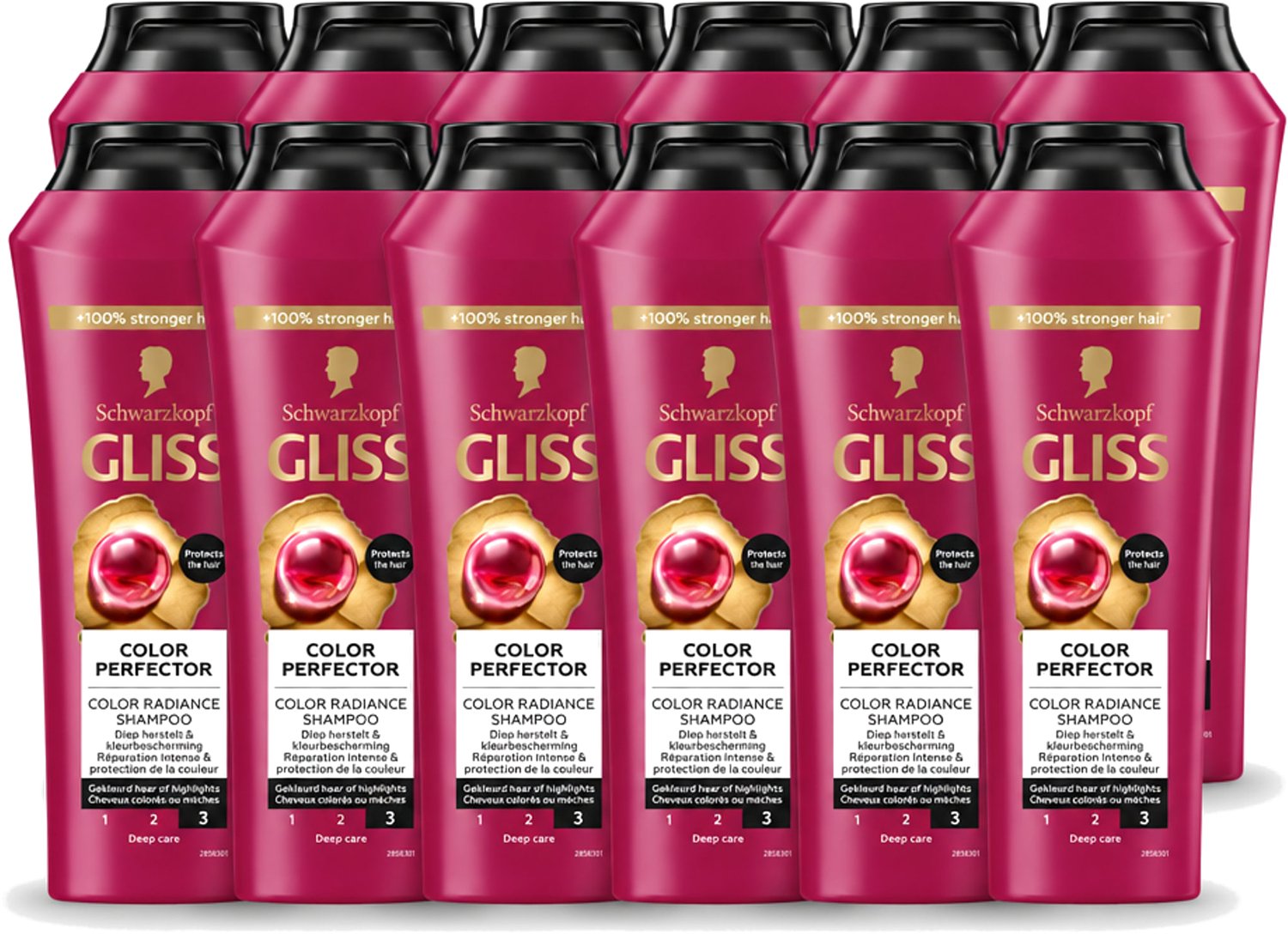 12 x Gliss - Shampoo - Color Protect & Shine - Voor Langdurige Kleurbehoud - 250 ml - Voordeelverpakking - 12 stuks