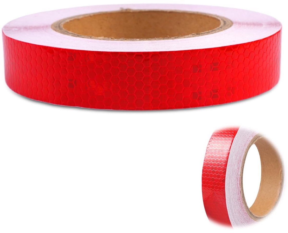 Zelfklevende Reflecterende Tape in Rood - 23 meter x 2,5 cm voor Veiligheid en Zichtbaarheid