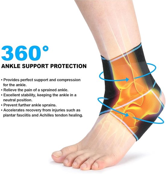 2 Stuks Enkelsupport | Zeer Elastische Enkelsbandages met Antislip Siliconen | Ideaal voor Sport, Hardlopen en Fietsen — afbeelding 2