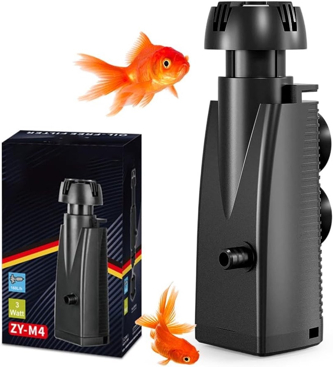 Aquarium Oppervlakte Skimmer - Wateroppervlak Filter - Helder Aquarium Water - Biologische Spons Filtering - Tot 350 Liter