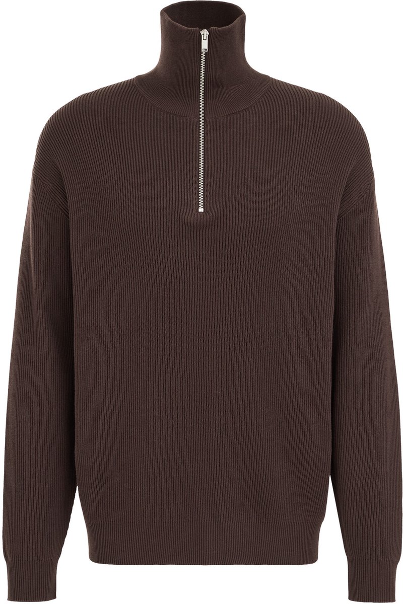 WE Fashion Heren regular fit trui met quarter-zip en structuur