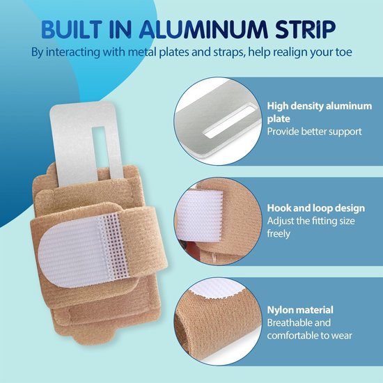 4 Stuks Teenzolen met Aluminium Begeleidingsplaat | Voor Overlappingen en Hamertenen | Comfortabele Bescherming en Ondersteuning voor Voeten — afbeelding 2