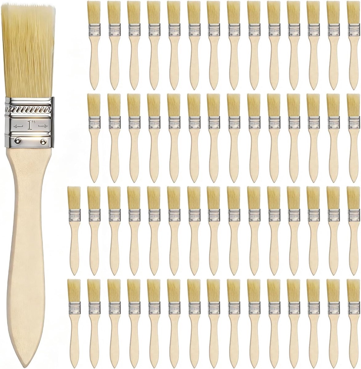 Complete set van 58 verfkwasten voor schilderen, glazuren en lakken - Inclusief platte, houten en kleurkwasten voor diverse schilderprojecten