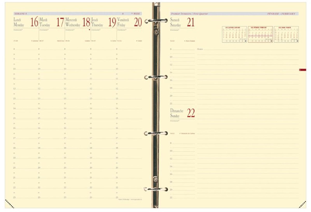 QUO VADIS Timer29 navulling, 1 week/2 pagina's, 210×297 mm, ivoortinten papier
