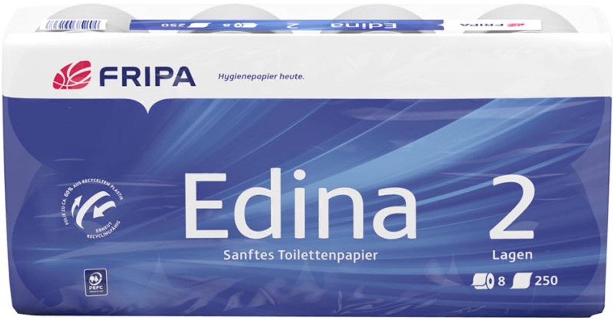 fripa Edina toiletpapier, 4-laags, hochwit, 8 rollen