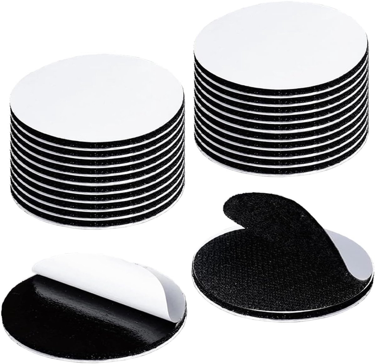 Dubbelzijdige Tape - 20 Paar Zwarte Rond 2 Inch Nylon Plakband - Waterdicht voor Knutselen, Gordijnen en Fotolijsten