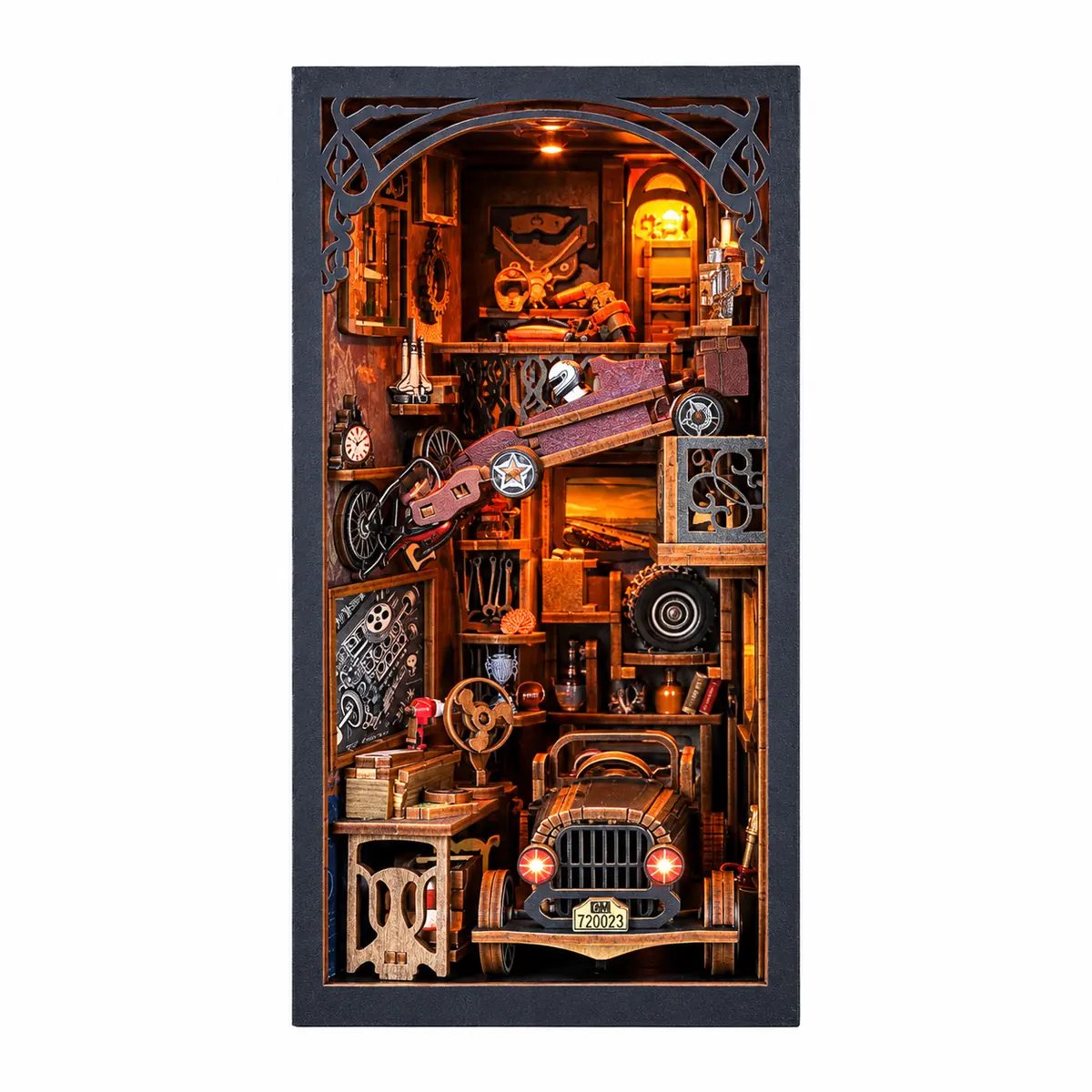 THAR Book Nook Garage Time – DIY Miniatuurgarage met LED – 483 Onderdelen – 23 x 18 x 11 cm