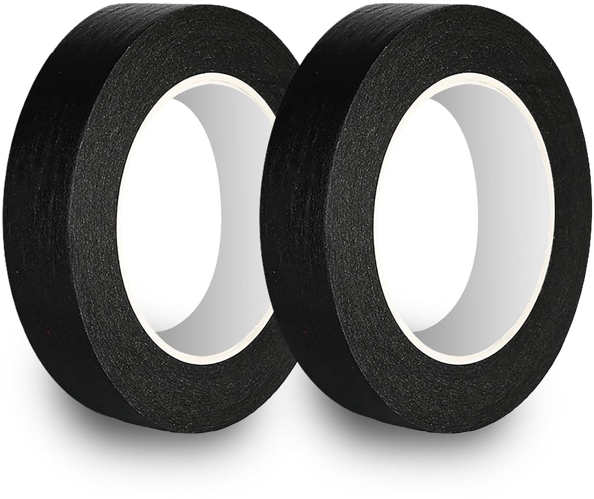 2 Rollen Hoge Kwaliteit Plakband, 20 mm x 50 m, Voor Schilderen en Decoratie Binnen en Buiten, Zwart, Sterke Hechting en Veelzijdig Gebruik