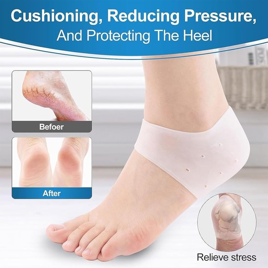 Ademend Hielbescherming voor Schoenen - 2 Stuks Silicones voor Hielen voor Mannen en Vrouwen, Verminder Hielpijn, Eelt en Likdoorns — afbeelding 5