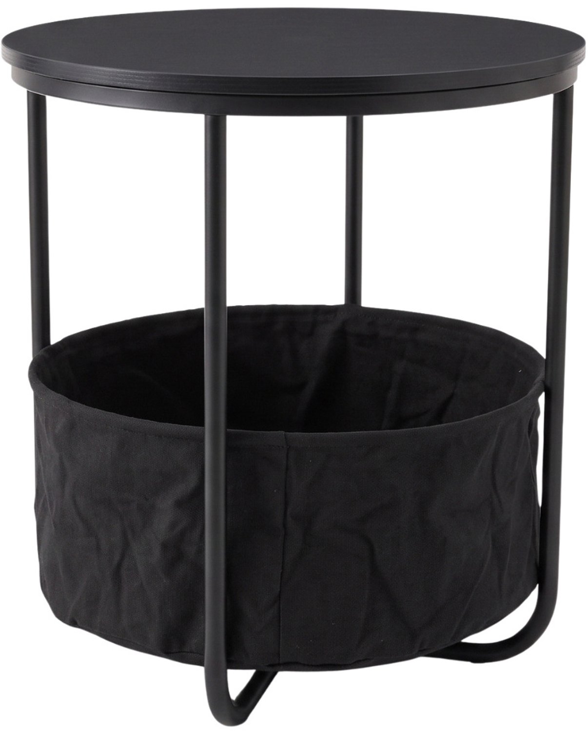 Ronde bijzettafel met mand, Diameter 45 cm x 50 cm