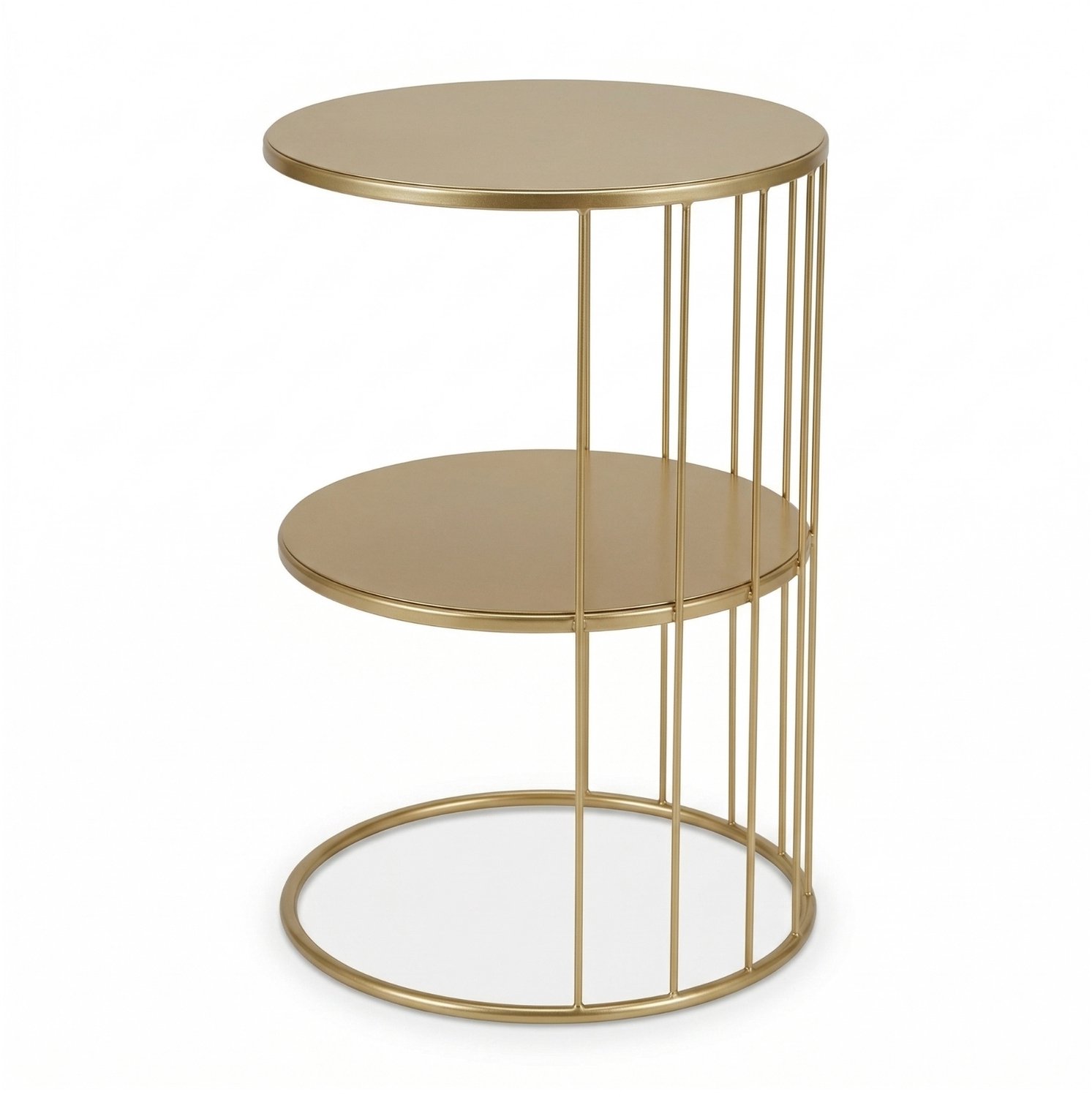 SCENA LIVING - Ronde metalen salontafel met plank RODA, 52 cm