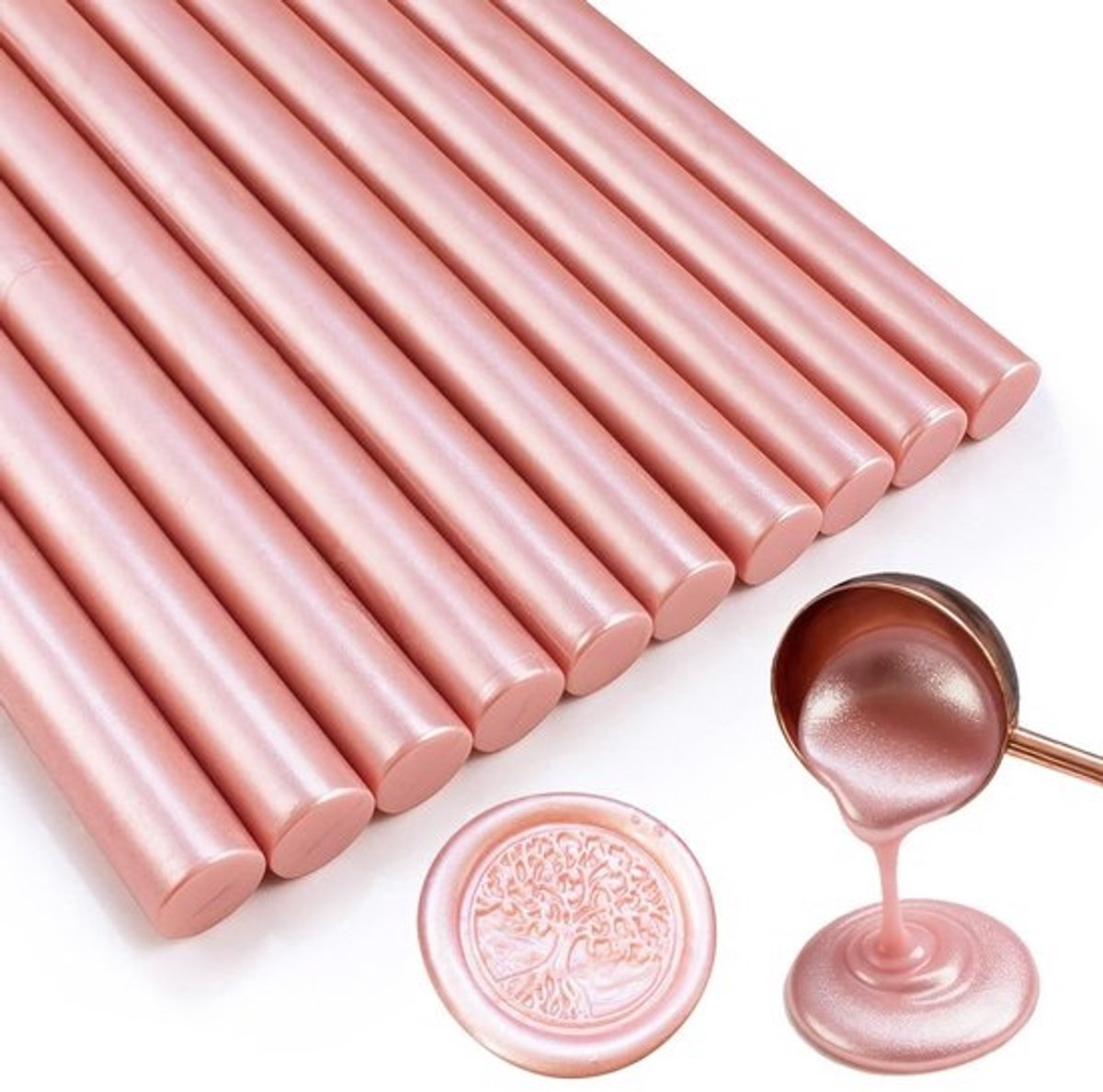 Zegelwasstokjes - Was voor lijmpistool - Voor het versieren van kaarten - Flexibel en breekbaar - 20 stuks - Roségoud