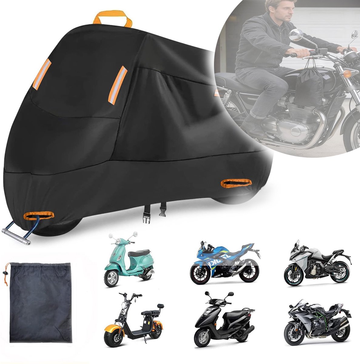Motorhoes, Waterdicht Voor Buiten, Oxford Motorhoes Van Textiel, Waterdicht, Zonbestendig, Stofdicht, Scheurbestendig.