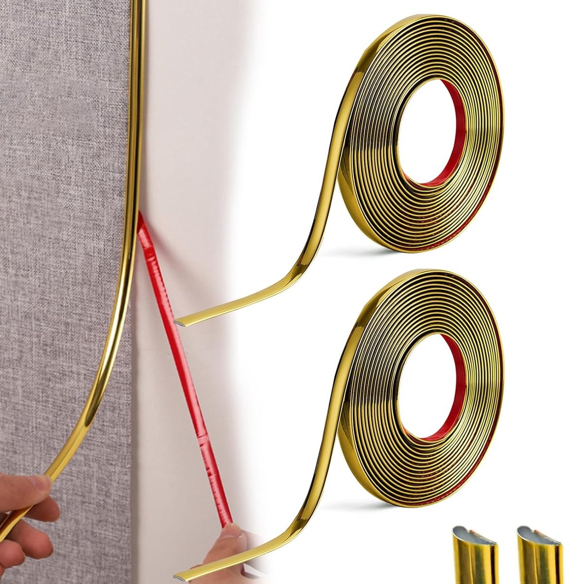 Zelfklevende Mouldings in Goud, Decoratieve Stucco Platen voor Muur, Plafond en Vloer, Perfect voor Interieurdecoratie (10m x 9mm)