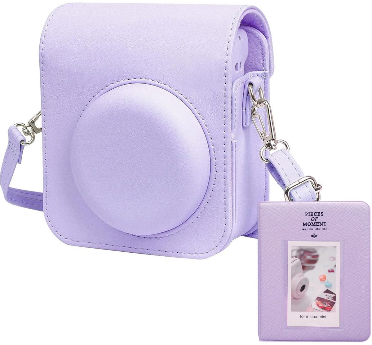 Cameratas voor Fujifilm Instax Mini 12 - Beschermend PU-lederen hoesje voor Instax Mini 12 Instant Camera - Afneembare hoes met verstelbare schouderriem