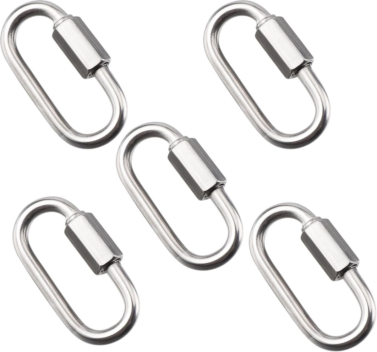 12 x 4 mm RVS Schroefconnectoren, Snelle Koppeling, Sterke Ovalen D-vormige Sluitclips voor Outdoor, Kamperen en Wandelen