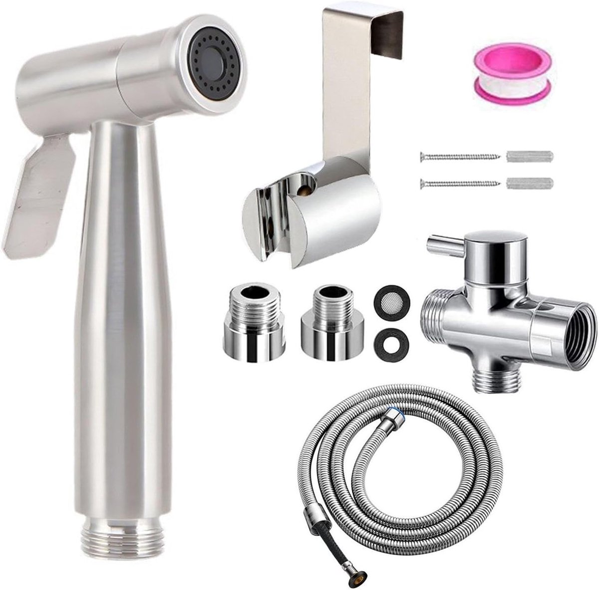 Bidet Sprayer Set met G1/2 Inch Ventiel en RVS Sprayer voor Persoonlijke Hygiëne, Baby Luiers en Schoonmaak