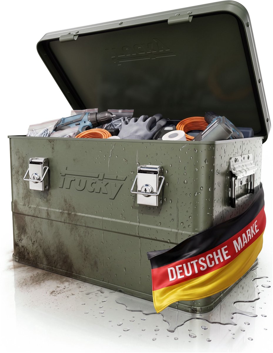 Aluminium kist met deksel – Selectie: Groen – Aluminium krat, transportkist, metalen kist, opbergbak – Afsluitbaar metalen krat – Trucky