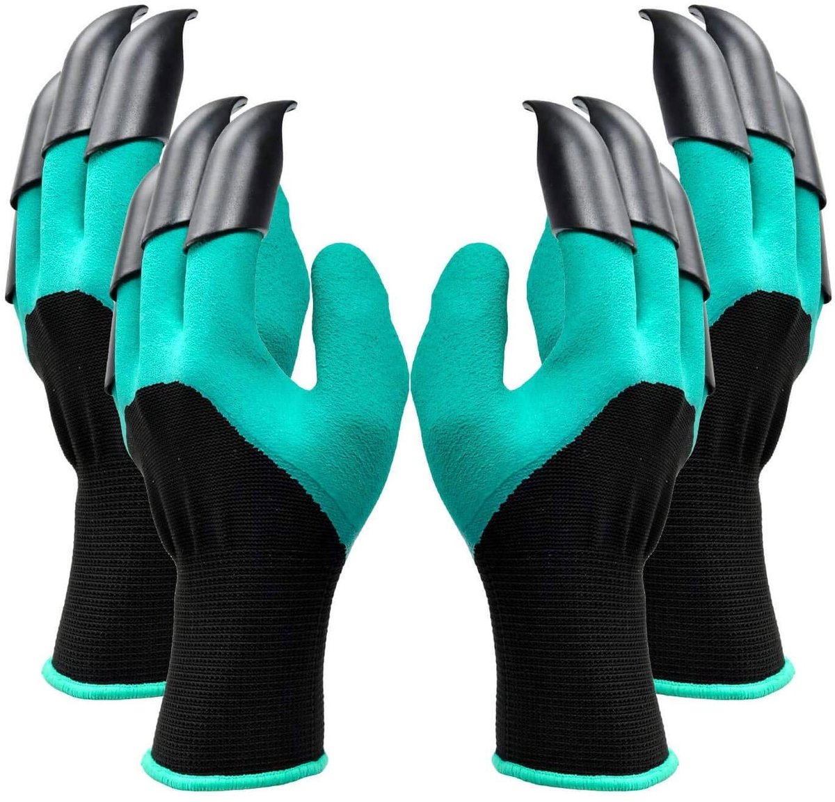 Tuinhandschoenen met Klauwen voor Gemakkelijk Graven en Planten, Groen, 2 Paar