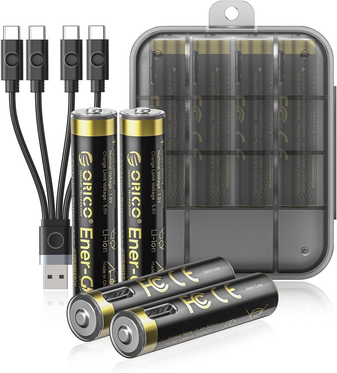 Oplaadbare Lithium Ion AAA Batterijen 8-Pack 1.5V 2300mWh - Snel opladen, Lange levensduur voor Elektronica en Afstandsbedieningen