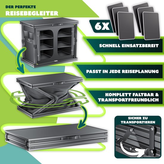 KESSER® Campingkeuken opvouwbaar - Aluminium frame met 6 vakken en vliegengaas - 84x80 cm - Antraciet van KESSER — afbeelding 2