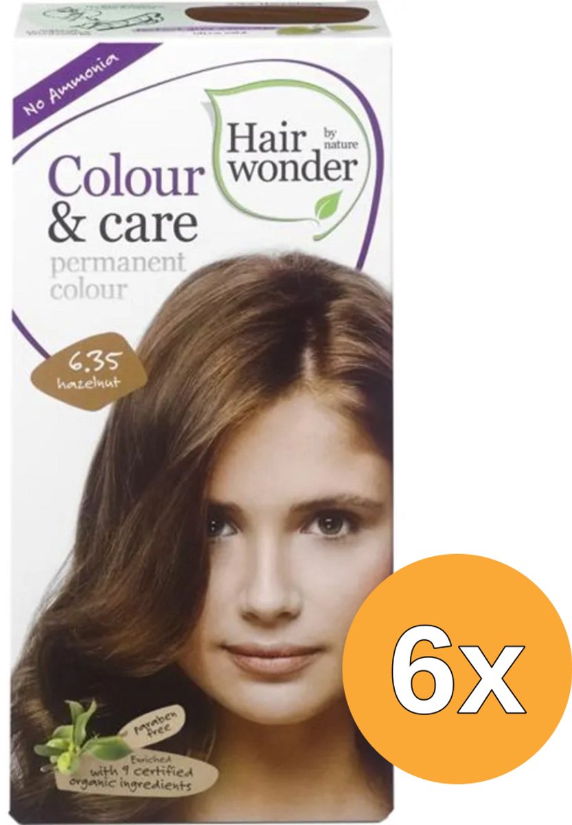 6x Hairwonder Colour & Care 6.35 hazelnut (100 ml)