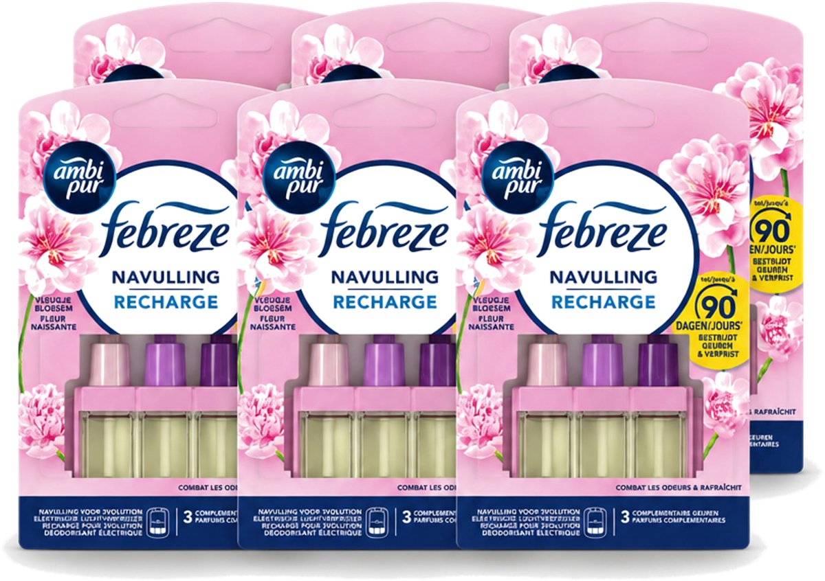 6 x Ambi Pur - 3Volution - Navulling - Vleugje Bloesem - 20 ml - Voordeelverpakking - 6 stuks