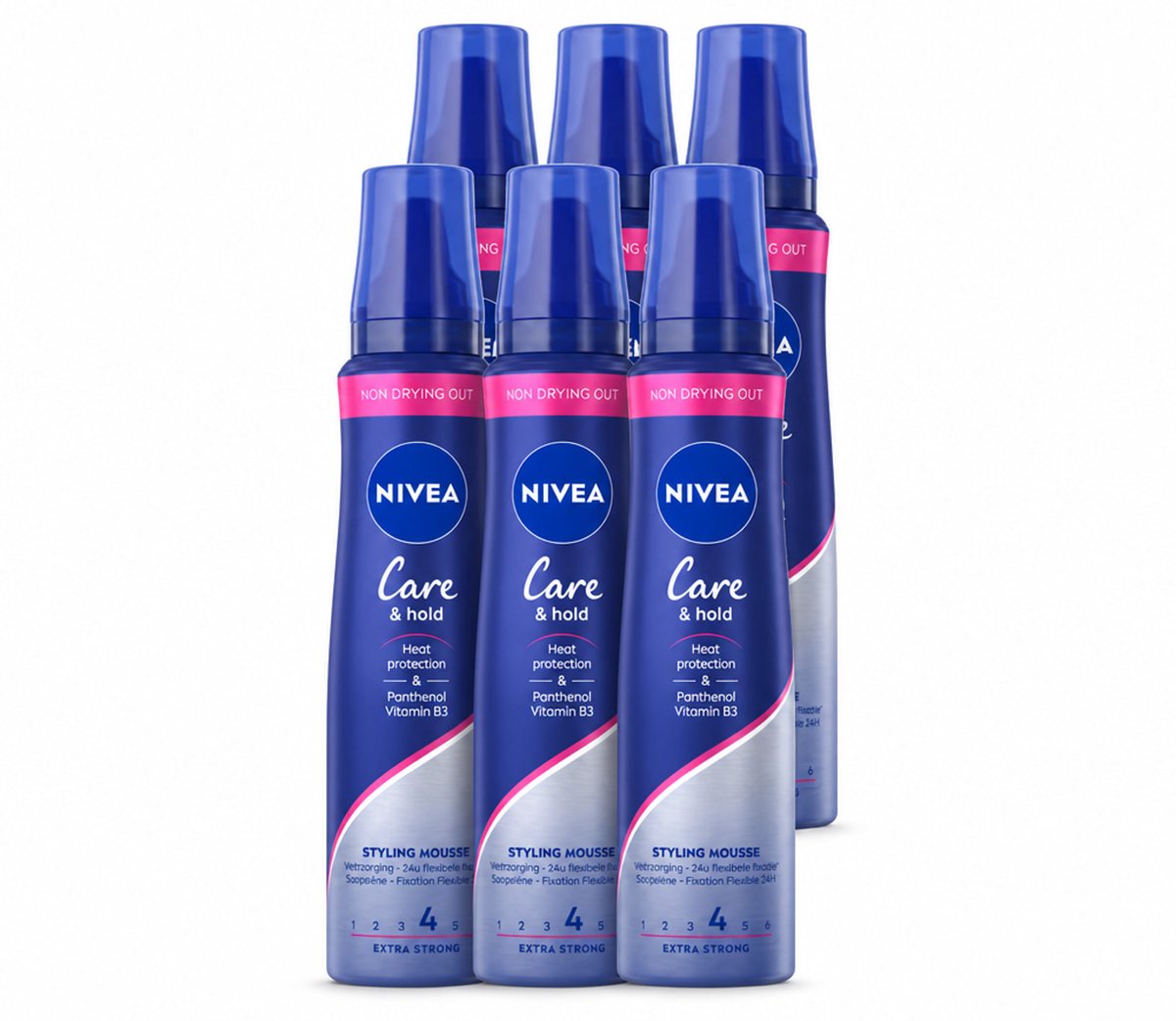 6 x NIVEA - Stylingschuim - Verzorging & Stevigheid - Hittebescherming - 150 ml - Voordeelverpakking - 6 stuks