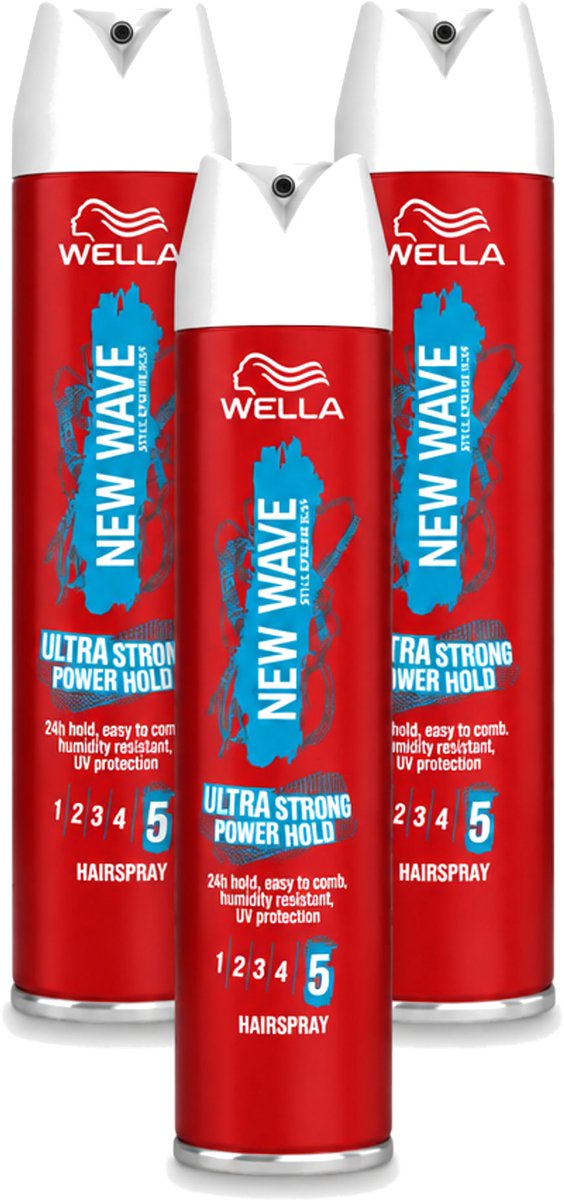 3 x Wella – New Wave Rock’n Hold Ultra Strong – Haarspray – 250 ml - Voordeelverpakking - 3 stuks
