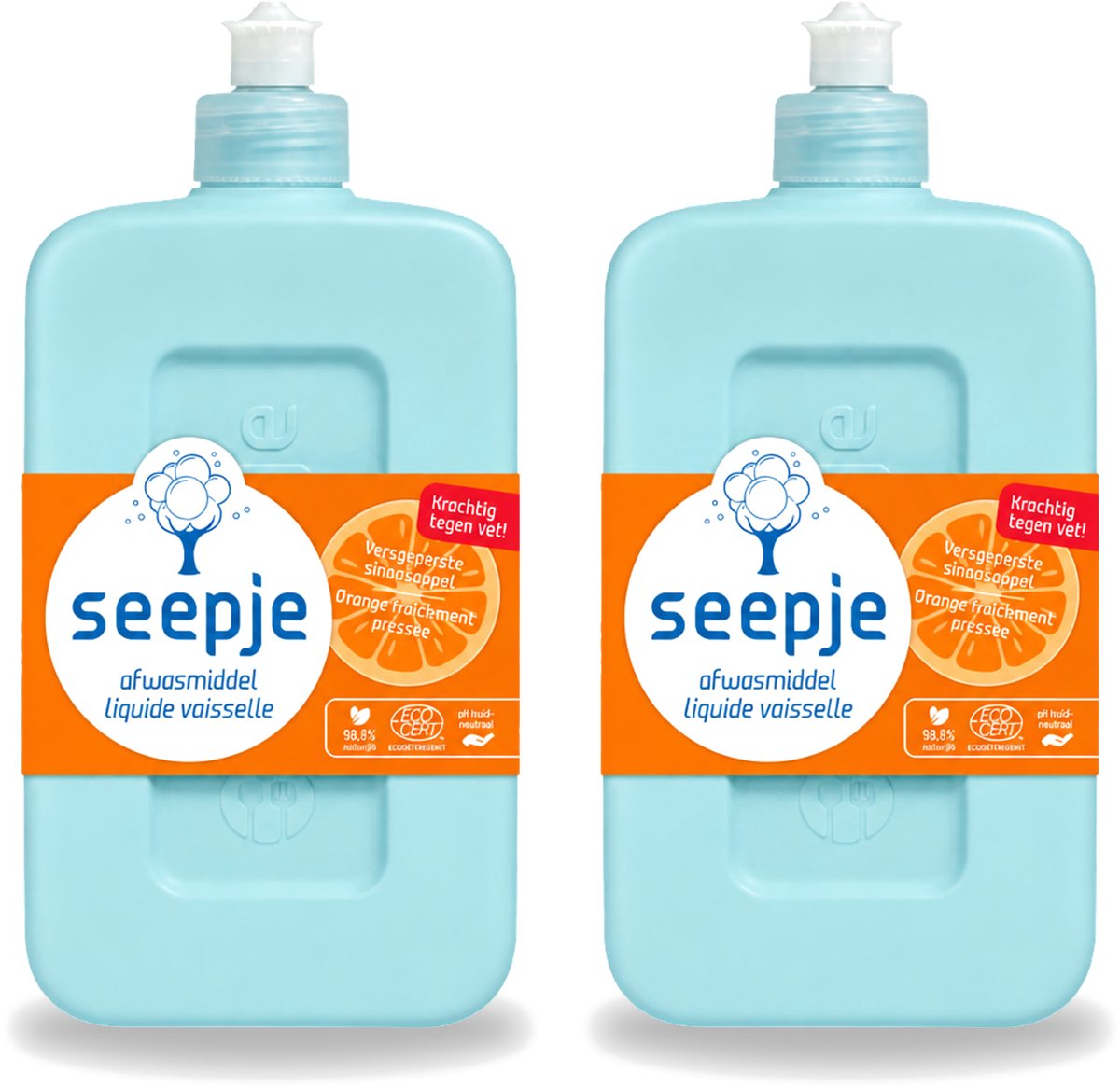 2 x Seepje - Afwasmiddel - Krachtige Reiniging - Versgeperste Sinaasappel Geur - 500 ml - Voordeelverpakking - 2 stuks
