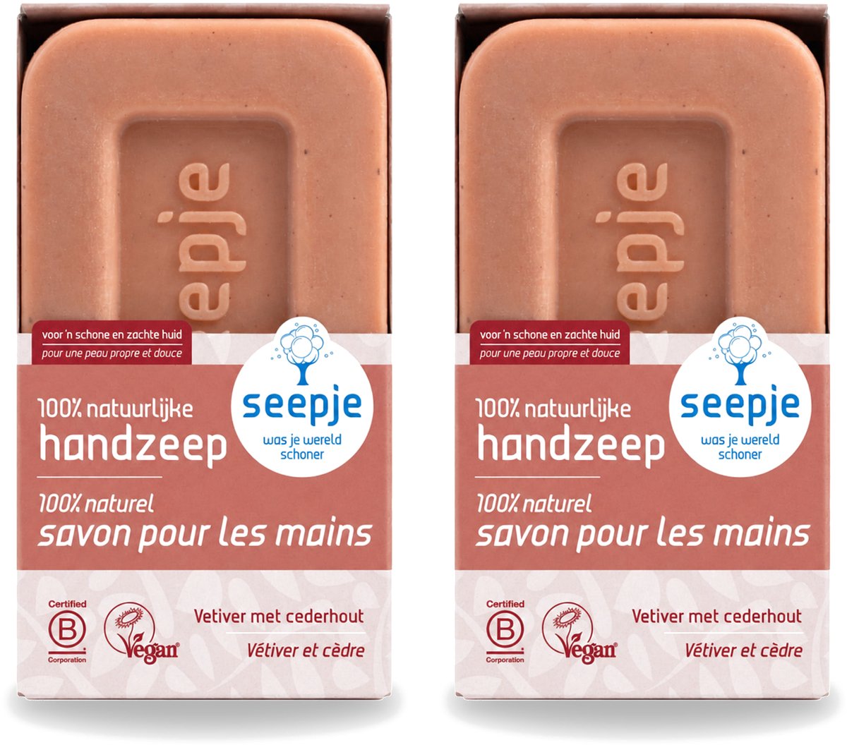 2 x Seepje - Handzeep - Duurzaam & Milieuvriendelijk - Vetiver met Cederhout - 120 gr - Voordeelverpakking - 2 stuks