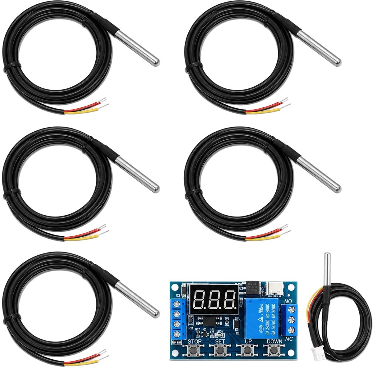 DS18B20 waterdichte temperatuursensor - 5m kabel - 1-Wire digitaal - perfect voor Arduino projecten - ShopVlot