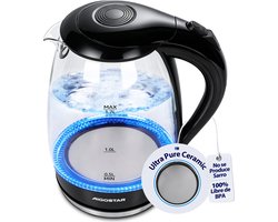 Aigostar Adam Glaze - Waterkoker met Keramische Coating tegen Kalkaanslag - 1,7L - Retro - 2200W - LED Verlichting - Zwart