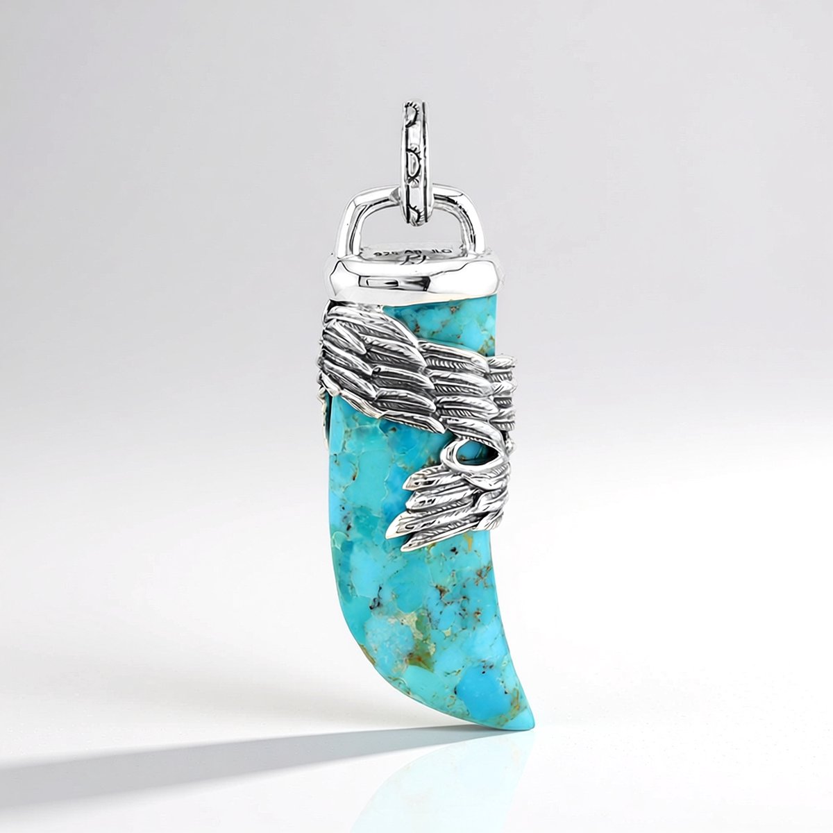 Cavill - Zilveren hanger met 25,11 Ct Blauwe Kingman Mohave Turkoois - 925 Sterling Zilver Geoxideerd - Elegant dames sieraad