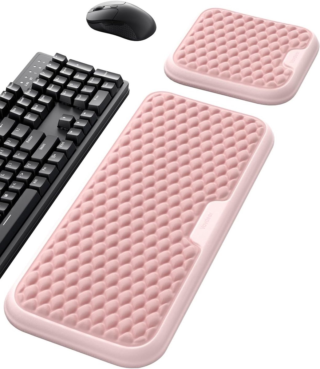 Elbow Support en Keyboard Mount Dual Function Pad Set voor Comfort en Stabiliteit, Roze