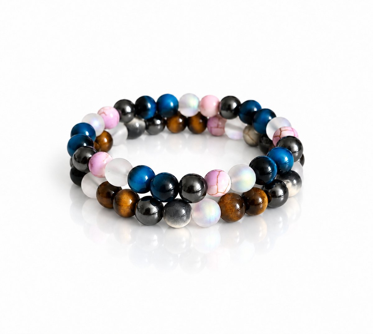 Luxamore® Armband Dames – Natuursteen Kralenarmband – 2-Delige Armbandenset – Elastische Kralen Armbandjes – Multicolor – Sieraden Dames