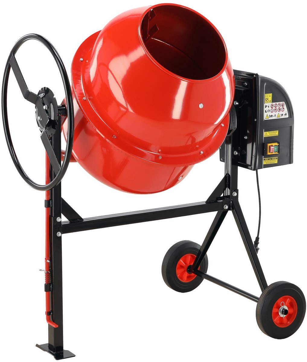 YATO YT-90602 Elektrische Betonmolen - 160 Liter - 800W - 100% Koperen Wikkeling - Gietijzeren Tandkrans - Met Voetpedaal