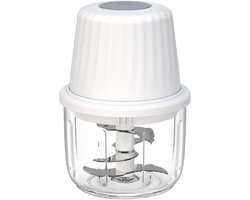 Elektrische uiensnijder - uienhakmolen - groentehakmolen - mixer - multifunctionele hakmolen - 400 ml - werkcontainer met type C-oplaadkabel voor vlees - uien - knoflook - noten (wit)