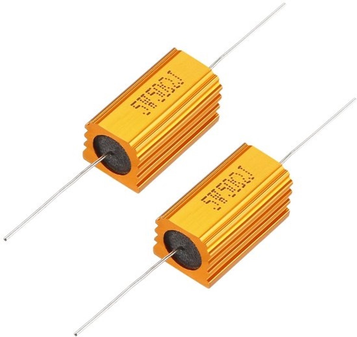 2x 5W 50 Ohm - Aluminium behuizing - Draadgewonden weerstand - Hogeprecisie-vermogensweerstand