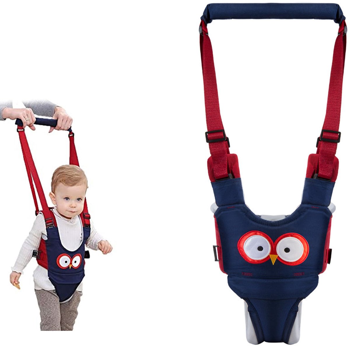 Loopgordel voor baby's - Loopgordel - Loophulp - Afneembaar kruisstuk - Verdikt zitkussen - Drie ondersteuningsstanden - Geschikt voor baby's van 16-24 maanden die leren lopen - Blauw