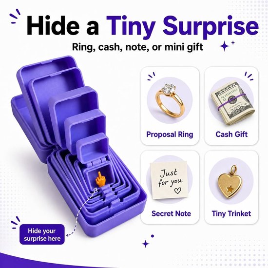 VHV - 6-laags nestelbare cadeaudozen - Middelvinger in een doos - Cadeaugrap met een doos in een doos - Fop artikelen - Grappige cadeaus - Geneste irriterende cadeaudoos voor verjaardag, kerst & grappige cadeaus van Vhv — afbeelding 5
