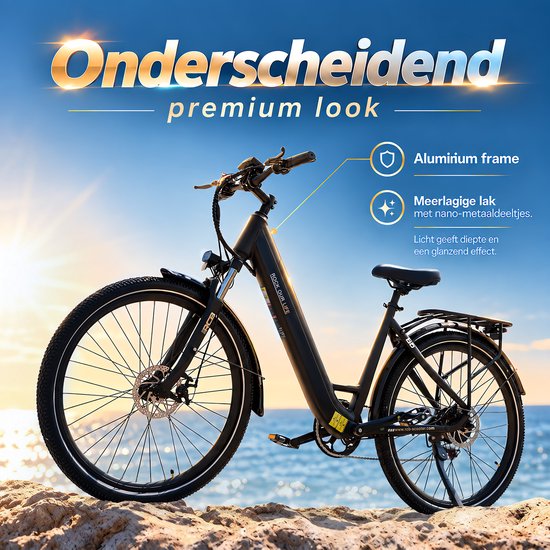 RCB 27.5‘’Elektrische Fiets dames, 60-90 km Trendy City Commuter EBike, 250W,7 versnellingen,met App en NFC van RCB — afbeelding 3