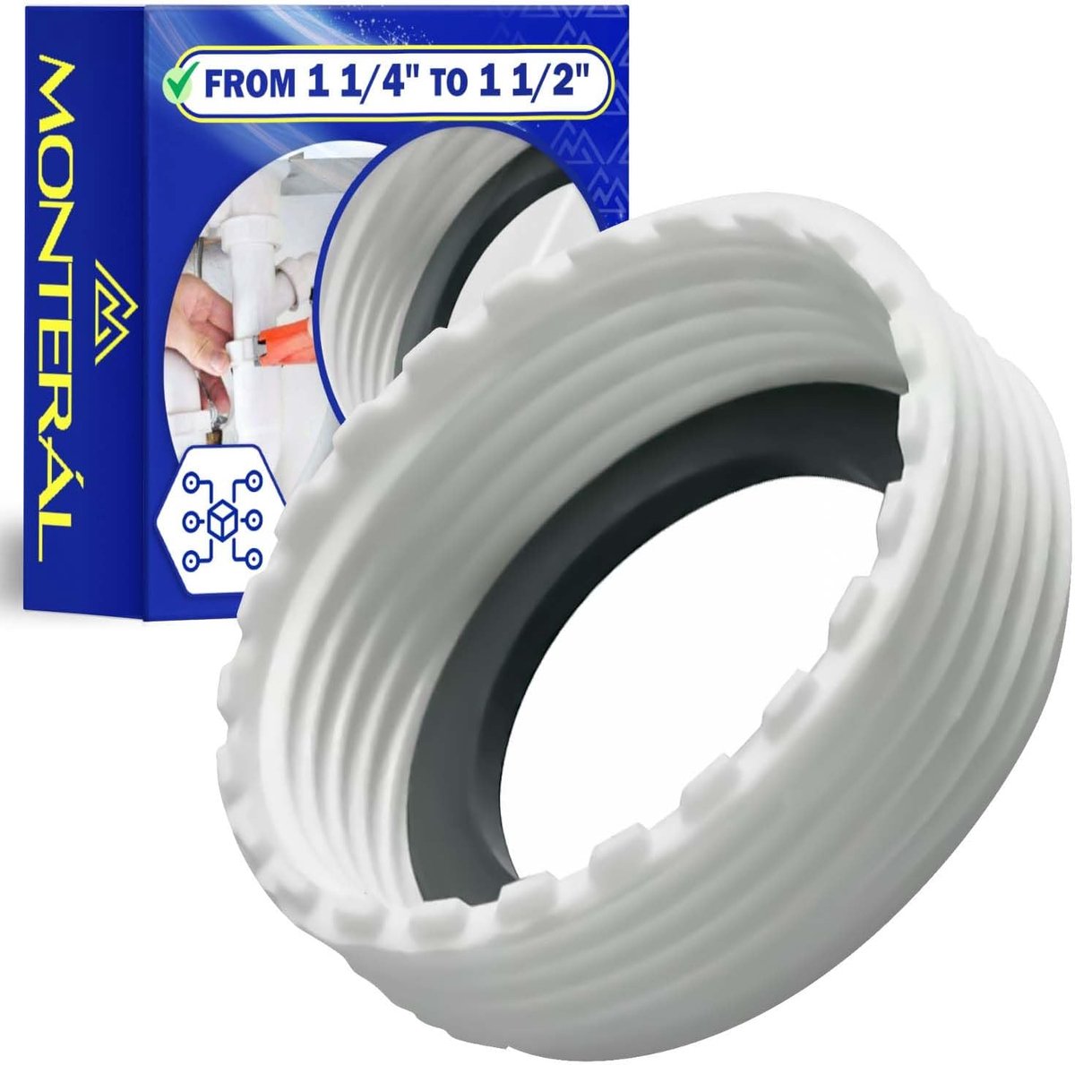 Ventieladapter 1 1/4 inch naar 1 1/2 inch - kunststof - voor wastafel - eenvoudig te installeren - ShopVlot