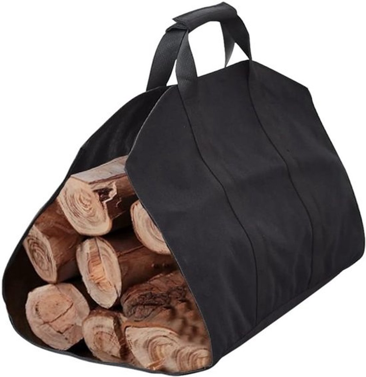 Opbergtas voor brandhout - Draagbare houtzak - Voor outdoorhaardhout - Grote capaciteit - 41 x 31 x 43 cm - Zwart