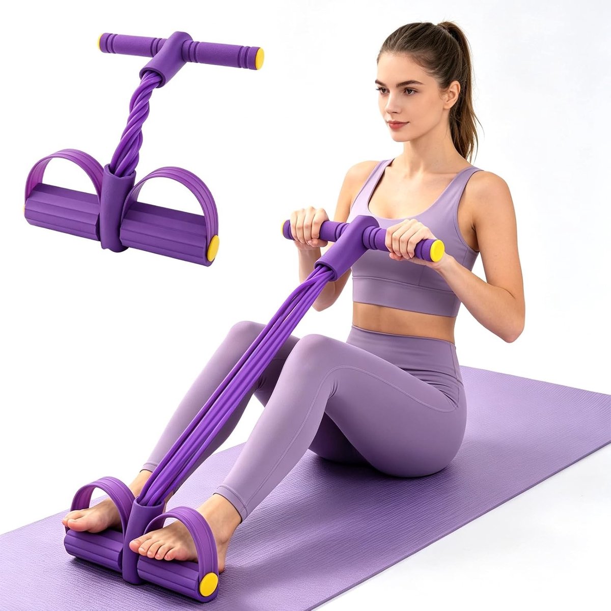 Multifunctionele abdominal trainer met handvatten - 6 tubes voor effectieve buikspieroefeningen, fitness en training